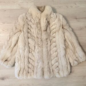 Saga Fox Fur Real Coat Ivory Vintage